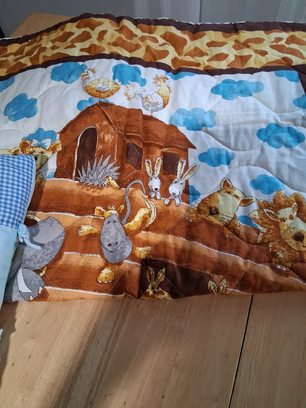 Handmade Blue Bunny Patchwork Baby Quilt Plus Noahs Ark Crib Quilts